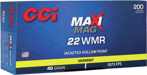 Cci Maxi-magazine 22wmr 40gr JHP 1875fps 200rd 10box/case